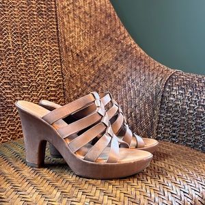 KORK EASE Full Leather Platform Slide Sandals High Heel Size 10